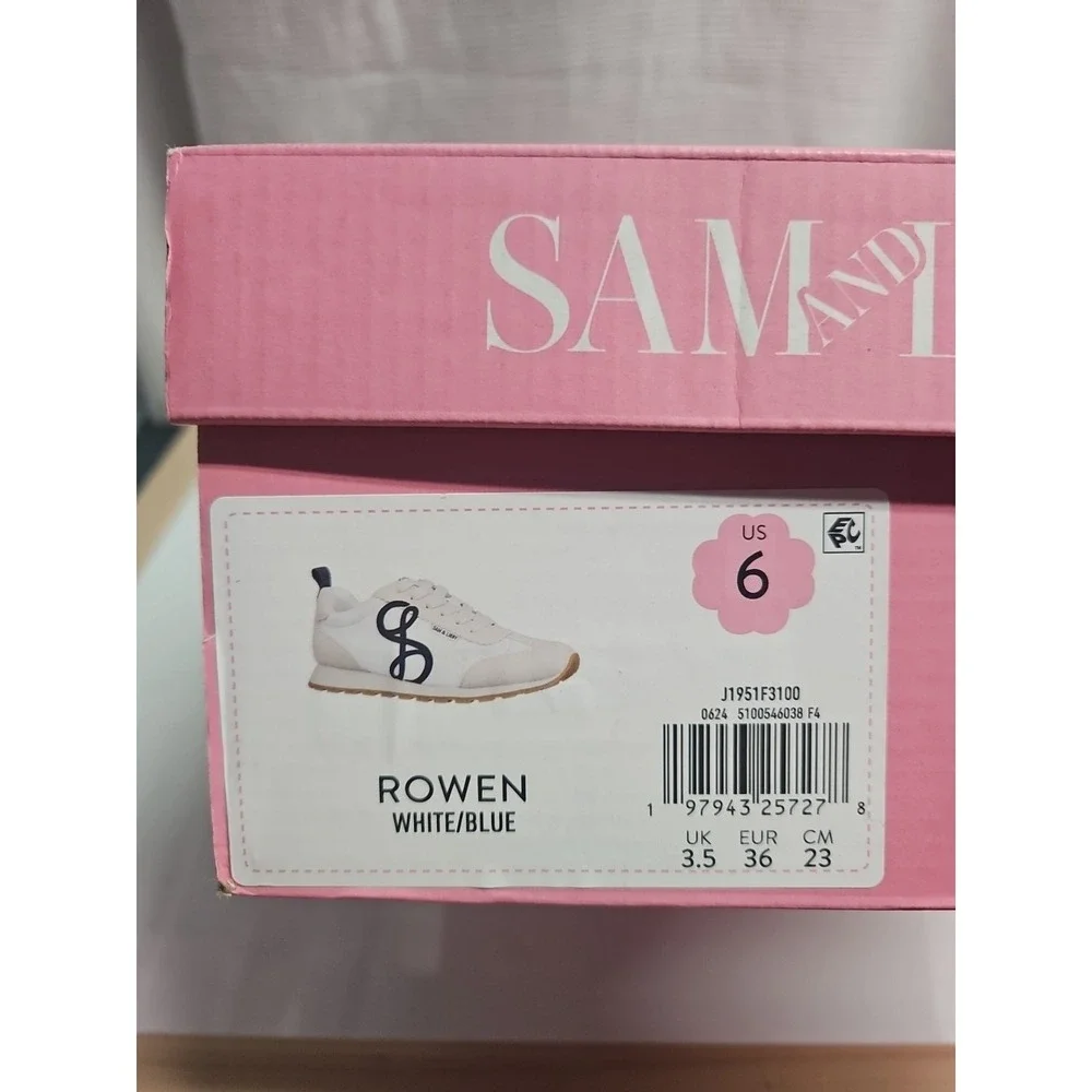 Sam and Libby Women Sz 6M Rowen Sneaker white/ivory man made upper‎